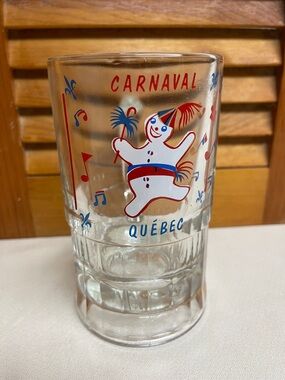 Vintage Carnaval Québec Festive Glass - Red, Blue